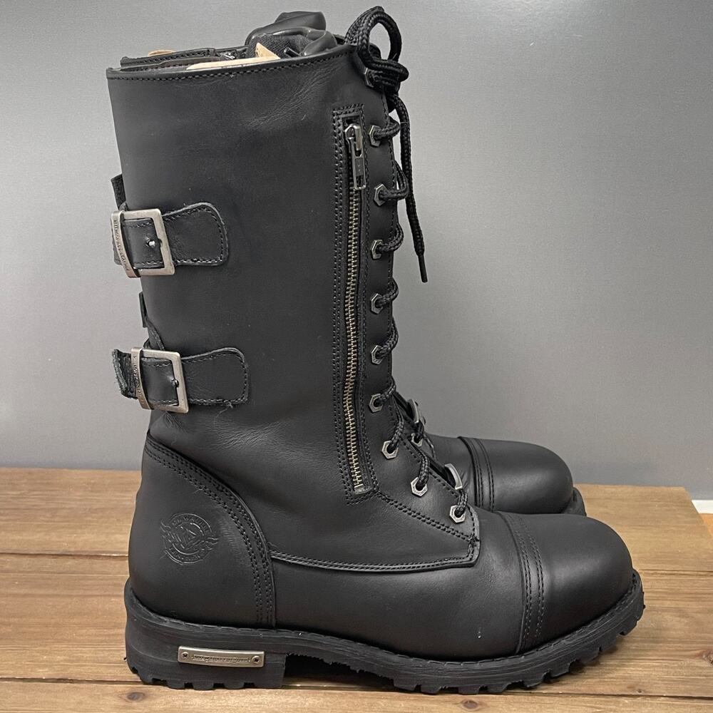 Milwaukee Leather Men's Tactical Lace Up Boots Size 10.5 Black Motorcycle 9069